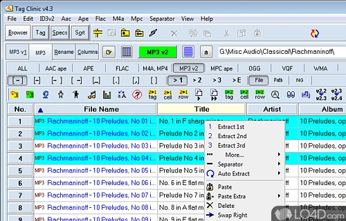 Screenshot of Tag Clinic - Tag editor/file renamer for MP3, WMA, OGG, APE, FLAC, MPC, & VQF files