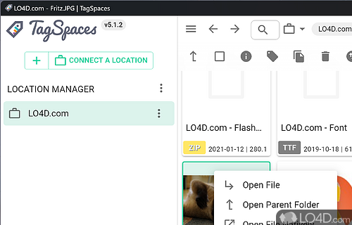 Free file manager runs completely offline - Screenshot of TagSpaces
