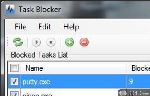Screenshot of Task Blocker - Block access to other programs by manually choosing the EXE files