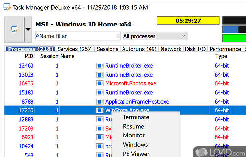 Analyze tasks and processes on your PC - Screenshot of Task Manager DeLuxe