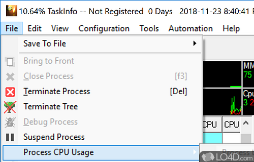 Monitor active processes, CPU usage and more - Screenshot of TaskInfo