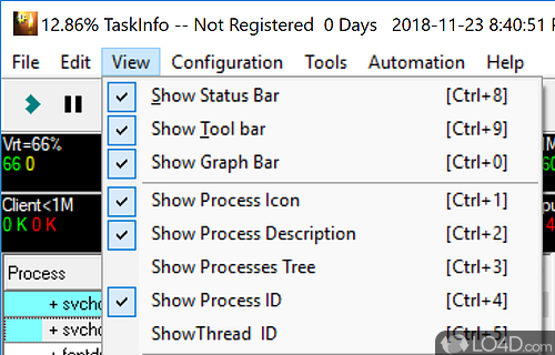 User interface - Screenshot of TaskInfo
