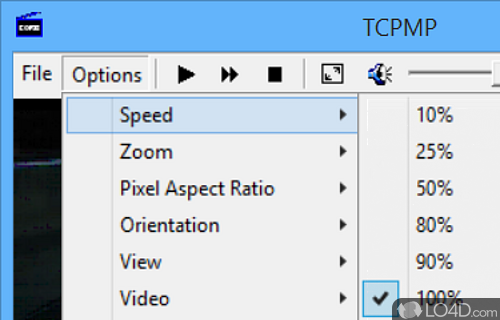Configure video and audio options - Screenshot of TCPMP