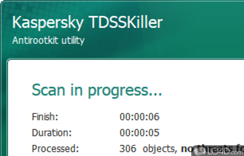 Simple scan and deletion operations - Screenshot of TDSSKiller