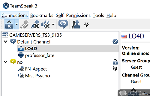 Create a virtual identity and connect to a server to chat with friends - Screenshot of TeamSpeak Client