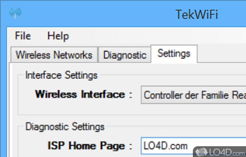 User interface - Screenshot of TekWiFi