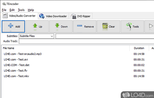 Powerful program that helps you convert video and audio files to a wide range of file formats - Screenshot of TEncoder