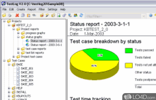 Screenshot of TestLog - User interface