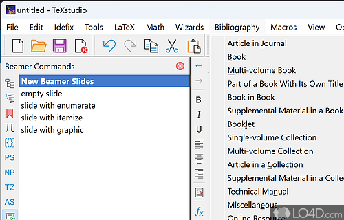 Bookmarks - Screenshot of TeXstudio