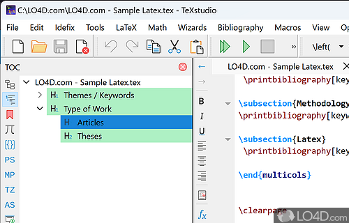 Edit LaTeX documents - Screenshot of TeXstudio