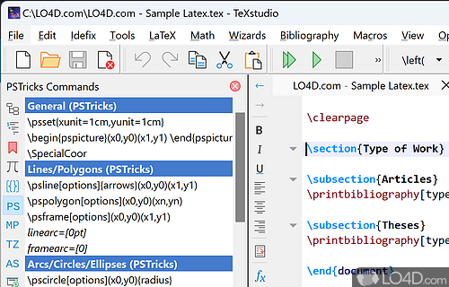 An integrated writing environment tool for creating LaTeX documents - Screenshot of TeXstudio