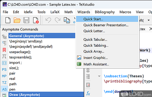 Auto completion - Screenshot of TeXstudio