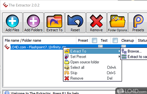 User interface - Screenshot of The Extractor