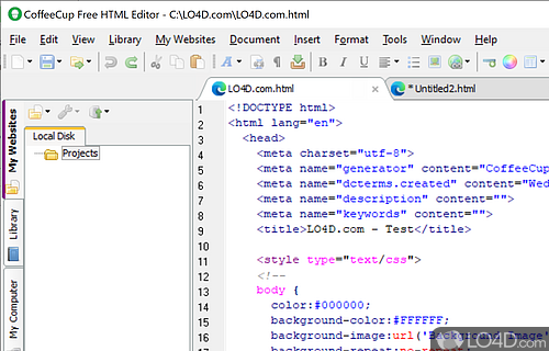 Piece of software to create Web pages in a manner using a set of tools - Screenshot of The Free HTML Editor