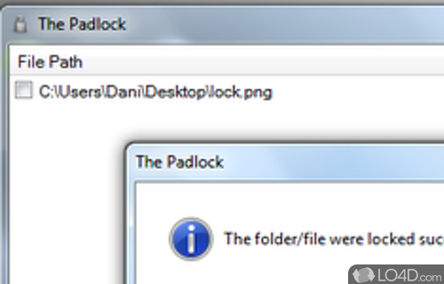 Screenshot of The Padlock - Locks files and folders with a password easily and turns them invisible to protect them from prying eyes