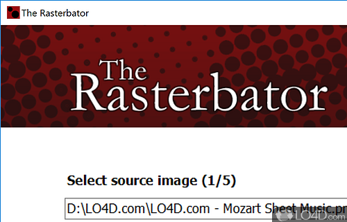 Create large rasterized posters from smaller images - Screenshot of The Rasterbator