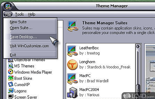 Screenshot of Theme Manager - Manage and install themes and screensavers