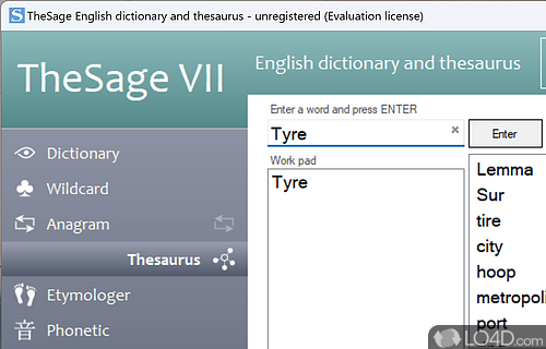 User interface - Screenshot of TheSage