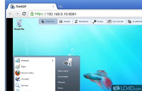 Screenshot of ThinRDP - Remotely access your desktop via a web browser