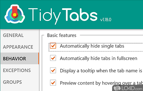 Enables you to arrange your tabs as you deem fit - Screenshot of TidyTabs