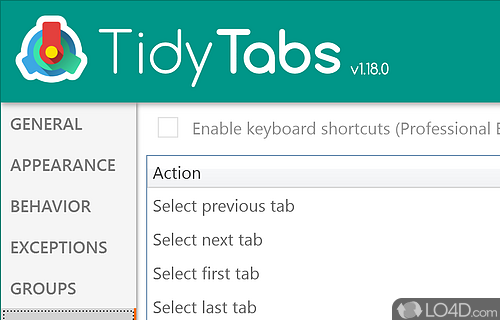 User interface - Screenshot of TidyTabs