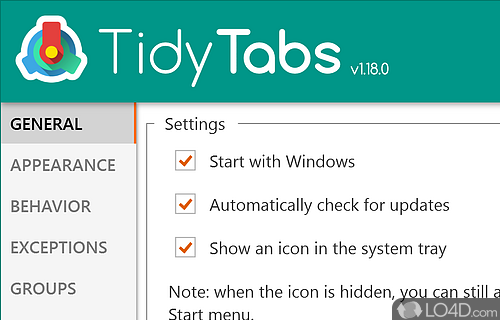 Organize all the programs under a single tab so that access them faster - Screenshot of TidyTabs