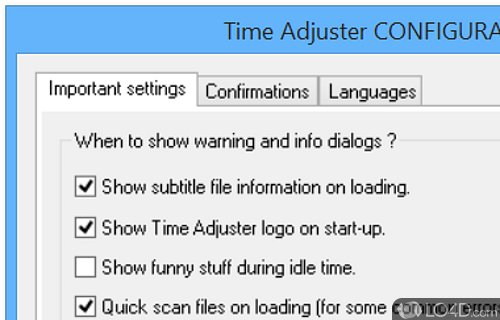 Splitting and merging options - Screenshot of Time Adjuster