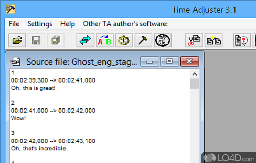 Powerful tool that helps you easily synchronize movie subtitles, split - Screenshot of Time Adjuster