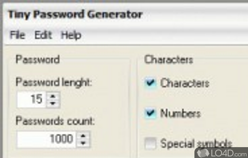 Screenshot of Tiny Password Generator - User interface