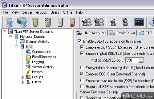 Screenshot of Titan FTP Server - Secure multi-threaded FTP Server for Windows