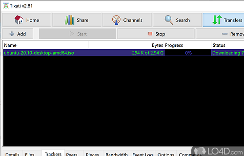 Bittorrent client that makes it easy for you to process * - Screenshot of Tixati