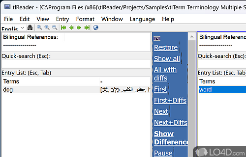 View or read TLex and tlTerm database files - Screenshot of tlReader