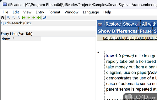 File reader that use to view the content of TLex, tlTerm - Screenshot of tlReader