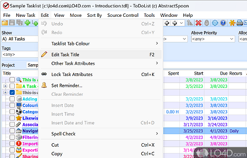 Manage tasks - Screenshot of ToDoList