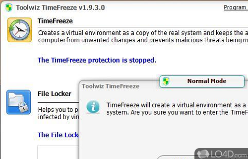 Revert the computer to a previous state - Screenshot of ToolWiz Time Freeze