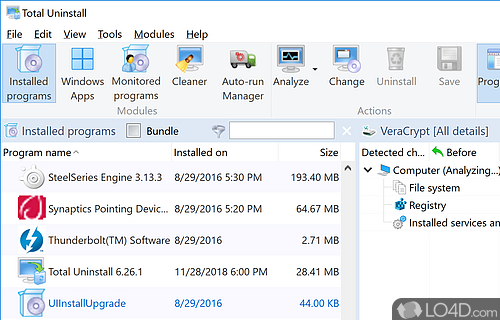 Powerful software that helps you uninstall programs including registry entries - Screenshot of Total Uninstall