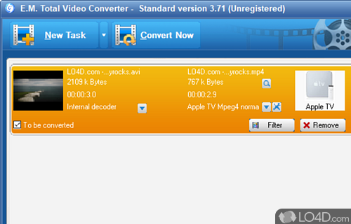 Media player, burner, and advanced options - Screenshot of Total Video Converter