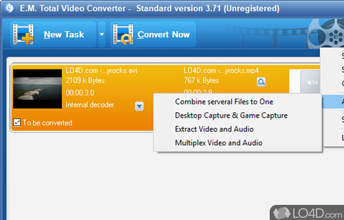 Conversion options - Screenshot of Total Video Converter