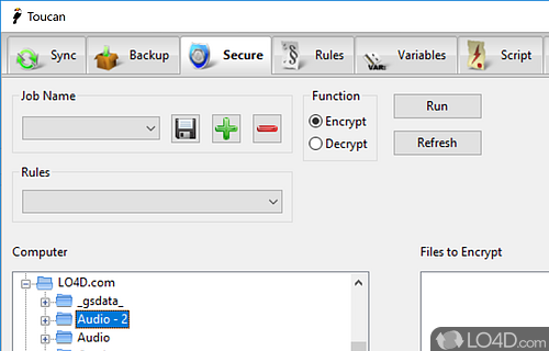 Synchronizes files, makes backup copies and encrypts data - Screenshot of Toucan