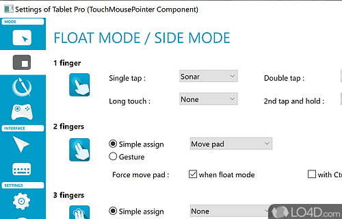 Packs a plethora of settings for customizing your usage - Screenshot of TouchMousePointer