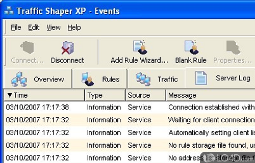 Screenshot of Traffic Shaper XP - Observe and administer the traffic on your network
