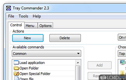 Screenshot of Tray Commander - Was developed to let you quickly run frequently used system commands directly from the system tray