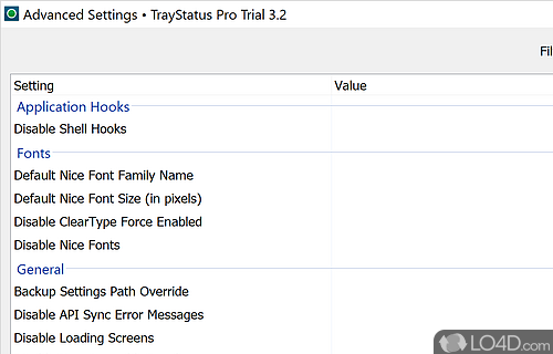 Define how the status is displayed - Screenshot of TrayStatus