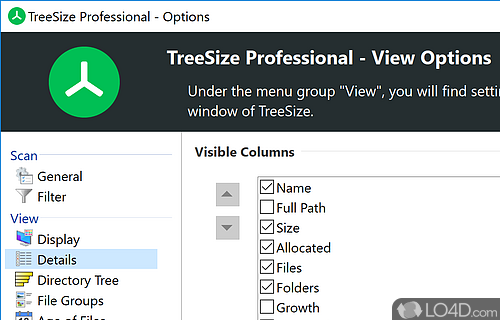 User interface - Screenshot of TreeSize Professional