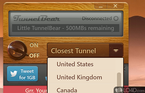 Replace your real ID address with a fake one - Screenshot of TunnelBear