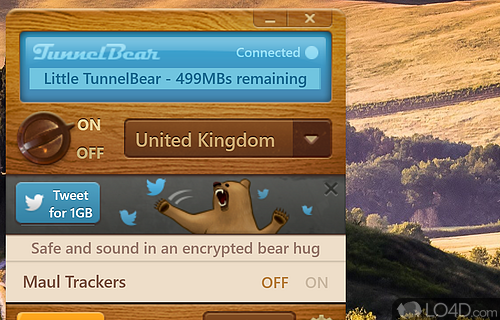 Reliable VPN alternative - Screenshot of TunnelBear