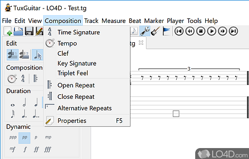 Multitrack tablature editor and player - Screenshot of TuxGuitar