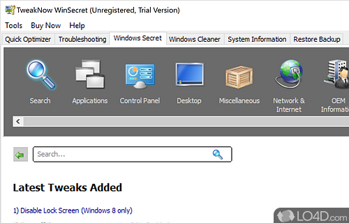 TweakNow WinSecret Screenshot