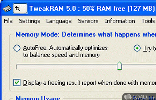Screenshot of TweakRAM - Optimize the memory on computer by resorting to this approachable piece of software that can apply automatic enhancements to PC
