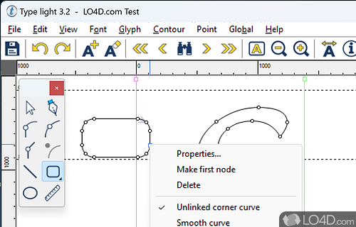 Create or edit TrueType, OpenType fonts - Screenshot of Type light